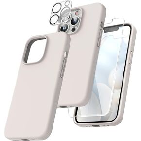 TOCOL [جراب 5 في 1 لهاتف iPhone 13 Pro، مع 2 واقي شاشة + 2 واقي عدسة الكاميرا، جراب هاتف نحيف من السيليكون iPhone 13 Pro 6.1 بوصة، [مضاد للخدش] [حماية من السقوط]، حجر in Kuwait
