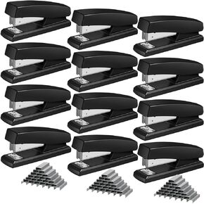 Yahenda 20 Pieces Metal Desktop Stapler with Staples Heavy Duty 25 Sheet Capacity Black Remover Stapler for Desk Office School