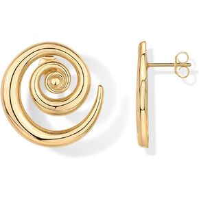PAVOI 14K Gold Plated Sterling Silver Posts Statement Spiral Stud Earrings for Women | Trendy Chunky Drop Earrings