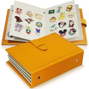 Portable Enamel Pin Album, CollectHall Pin Trading Book, to Display and Trade Your Disney Pins, 42 Pins Capacity, PU Leather Pin Holder, Fit Rubber Pin Back, Yellow