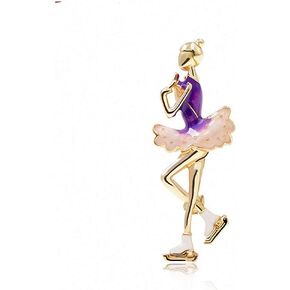 Lakke Arrival Cute Figure Skating Girl Brooches Purple Color Enamel Pin Fashion Summer