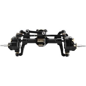 GLOBACT for 1/24 Axial SCX24 Axle Full Brass Front LCG Portal Axle with Steel Gears and Drive Shaft RC Crawler Car Upgrade Accessories (Black)