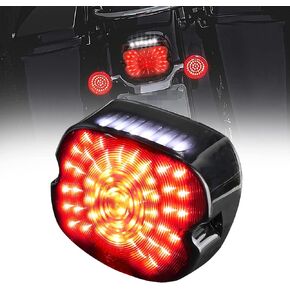 Motorcycle Led Tail Light LED Brake Turn Signal Rear Light Low Profile Taillights Compatible with Dyna Sportster 883 1200 Road King (Smoked)