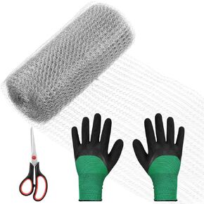Keadic Steel Wool Pads with Gloves and Wire Cutter Stainless Steel Gap Blocker Hardware Cloth Coarse Mesh Hole Fill for Hole