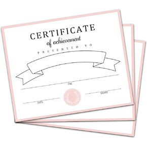 25 Pink Award Recognition Certificate of Completion, 8x10 Inches Preschool Kindergarten Graduation Diploma Certificates of Achievement, School Classroom Activities Teachers Supplies -04