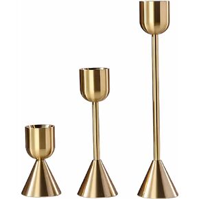 AlsoLife Brass Gold Candlestick Holder,Taper Candle Holders,Set of 3 Candle Stick Holders,Vintage Modern Decorative Centerpiece for Table Mantel Wedding Housewarming Gift