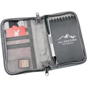Pocket Sized Field Notes Cover w/ Zipper Closure- Includes Waterproof Notebook and Pen & Versatile Storage - Canvas Small Pocket Notebook Cover for Field Notes Notebooks - Compact Field Notebook Cover
