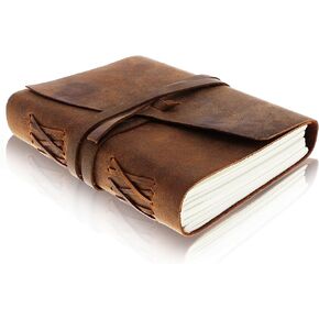 moonster Leather Journal Lined Notebook Paper Leather Bound Journals for Writing for Women & Men, 18x13cm Ruled Small Notebooks, Kraft Paper with 400 pages, Lined Paper College Ruled & Travel Size