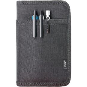 Field Notes Notebooks Cover 3.5 x.5.5 Pocket Notebook Cover with Pen Holder, Zipper Field Journal Planner Sketchbook Cover for 3.5 x 5.5 Moleskine Cahier, Water Resistant, Black