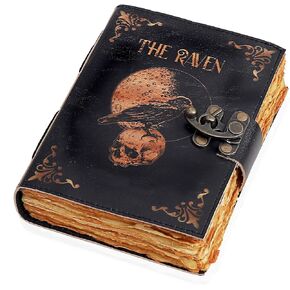 Leather Gothic Journal Magical Raven Skull Spiral Notebook Mystery Crow Journal Grimoire Witchcraft Spellwork Journal Great for Halloween and Raven Lovers Aesthetic Leather Journal for Men and Women