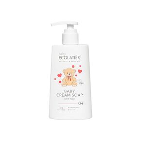 Gentle Baby Cream Soap for Soft and Caring Cleanse ECOLATIER, 250ml - With Olive Oil & Cotton Extract, 98% Natural, Vegan - Delicate Skin Nourishment