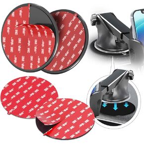 3M VHB Adhesive Dashboard Mounting Disk Set for Suction Cup Car Mounts - 3.74 inch (95mm) Wide, Ensures Secure Hold for Phone Holders, GPS, Dash Cams – Includes 2 Disks + 2 Replacement Sticky Pads