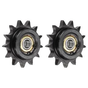 uxcell 2pcs DIN(ISO) 08B Roller Chain Idler Sprocket 10mm Bore, 1/2" Pitch, Hardened 13 Tooth Tensioner Sprocket, Insert 2 Bearings (B Type)