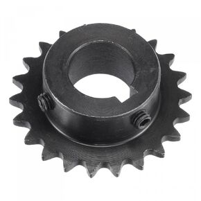 uxcell 22 Tooth Roller Sprocket B Type, 25 Chain, Single Strand 1/4" Pitch, 15mm Bore Black Oxide C45 Carbon Steel, Keyway with Set Screws for ISO 04C