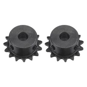 uxcell #25 Chain Roller Sprocket, 14mm Bore 1/4" Pitch 15 Tooth Single Strand Chain Sprocket, C45 Carbon Steel 25 Roller Chain Sprocket with Set Screws for ISO 04C Chain, 2Pcs