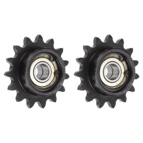uxcell 2pcs ANSI #35 / DIN(ISO)06C Roller Chain Idler Sprocket 10mm Bore, 3/8" Pitch, Hardened 15 Tooth Tensioner Sprocket, Insert 2 Bearings (B Type)