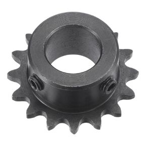 uxcell 16 Tooth Roller Sprocket B Type, 25 Chain, Single Strand 1/4" Pitch, 15mm Bore Black Oxide C45 Carbon Steel with Set Screws for ISO 04C