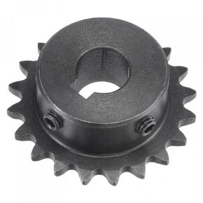 uxcell 20 Tooth Roller Sprocket B Type, 25 Chain, Single Strand 1/4" Pitch, 17mm Bore Black Oxide C45 Carbon Steel, Keyway with Set Screws for ISO 04C