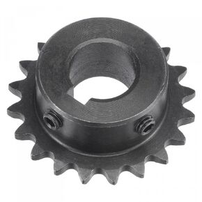 uxcell 20 Tooth Roller Sprocket B Type, 25 Chain, Single Strand 1/4" Pitch, 17mm Bore Black Oxide C45 Carbon Steel, Keyway with Set Screws for ISO 04C