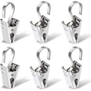 Curtain Clips with Hook, 100 Pack Small Metal Hangers for Outdoor Camp Tent Decor Vendor Booth Display Awning Light Party Art Photos Tablecloth, Black