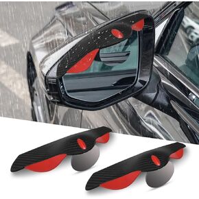 Car Blind Spot Mirror with Side Rain Eyebrow, 2 in 1 HD Wide Angle Convex Rear view Mirror with Rain Guards, Auto Exterior Accessories for Car Truck SUV (Carbon Red 2 Pack) in Kuwait