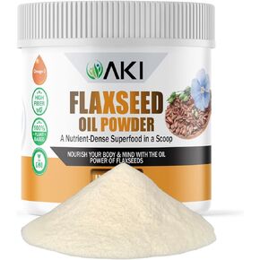 AKI Flaxseed Oil Powder| Packed with Essential Nutrients Like Omega-3 Fatty acids, Fiber, & Lignans - Free from Artificial Additives, Made with Ideal Quality Ingredients (5.30oz / 150g)