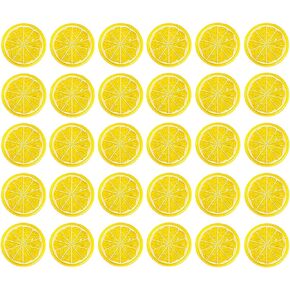 30 Pieces Plastic Simulation Lemon Slices Artificial Fruit Mini Small Model Party Kitchen Wedding Decoration Slices Decorative Fake Fruit (Green)