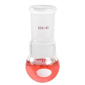 ADAMAS-BETA Lab Boiling Flasks 25ml Single Neck Round Bottom Boiling Flasks Borosilicate Glass with 24/40 Standard Taper Outer Joint