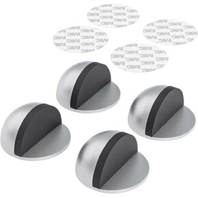 4 Pack Door Stoppers, 3M Adhesive Door Stopper, Stainless Steel Half Dome Floor Door Stop, Brushed Nickel Door Stops, No Drill Door Stopper for Office, Bedroom, Living Room, Bath Shower Room