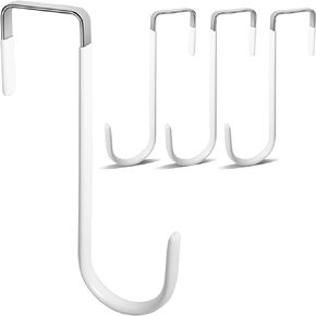 styleonme Hooks, Hook Practical, 6inch 6 Pack, Wreath Hooks, Rubber Door Hanger Hook, Solid Metal Door Hanger Hook, Heavy Door Hanger Hook, White Door Hanger,Hanging Towel Hanger(White)