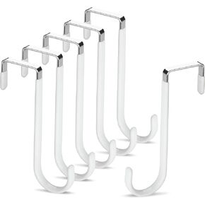 Velonza 6 Pack Over The Door Hooks, Door Hanger with White Rubber Coated, Door Hooks Prevent Scratches, Door Hanger Hook can be Used to Organize Living Room, Bedroom, Kitchen, Towel, Hat, Coats.