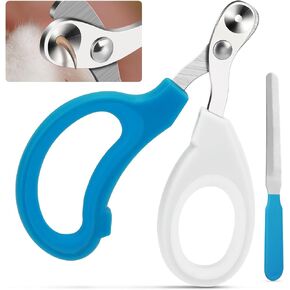 Cat Nail Clippers for Indoor Cats, Cat Nail Trimmers with Nail File, Cat Claw Clippers with Circular Cut Hole Avoid Over Cutting Pet Nail Clippers for Hyperactive Cats Professional Grooming Tool(Blue)