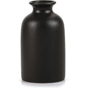 Ceramic Black Small Vase, Dry Flower Vases Minimalism Style for Modern Table Shelf Fit Fireplace Bedroom Kitchen Living Room Home Decor (Black, Large)