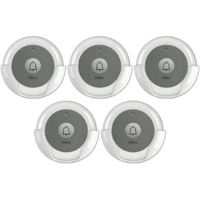 أزرار اتصال لاسلكية من SYNLETT لنظام الاتصال اللاسلكي ونظام استدعاء الممرضات للعملاء المسنين وكبار السن المقيمين في العيادة، ومرافق الرعاية، والمطاعم، 5 قطع باللون الأبيض