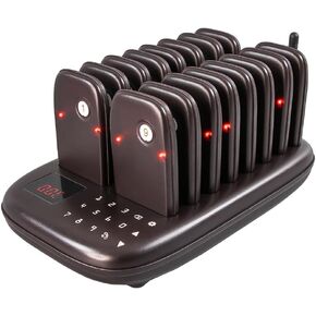 نظام بيجر للمطاعم AGJ (بدون اهتزاز) 16 نظام صفارة صوت بني لاسلكي يعمل باللمس للوحة المفاتيح لشاحنة الطعام والكنيسة والحضانة والمقهى in Kuwait