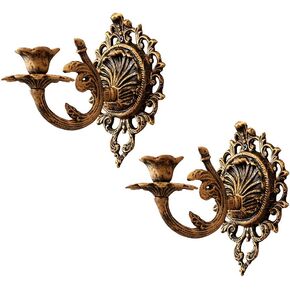 BOOMLATU Heavy Duty Cast Iron Wall Candle Sconce Holder Set of 2,Shabby Chic Wall Mount Decorative Candle Holder Pillar Holder for Living Room Yard Pathway Garden Wedding 7.3" x 7"