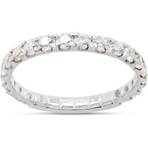 SAVEARTH DIAMONDS 1 Carat (Cttw) Round Cut Lab Created Moissanite Diamond Eternity Engagement Wedding Band Ring In 14k Gold Over Sterling Silver Jewelry For Women (G-H Color, VVS1 Clarity)