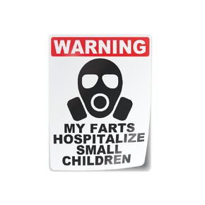 Funny Fart Warning Sticker - Humorous 5"x3.75" Vinyl Decal - 1 Piece, by Flippin Stickers