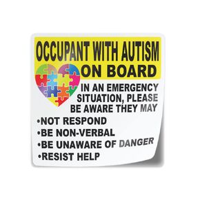Occupant With Autism On Board Sticker Decals (3", 1 Piece) - Promote Awareness and Safety by Flippin Stickers