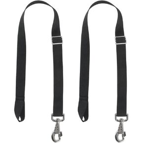 Premium Horse Blanket Sheet Leg Straps, Replacement Stretchy Belly Strap with Swivel Snaps and Loop End, Adjustable Length from 22 to 40 Inch Black (2 Pcs)