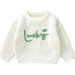 Baby Girl Knit Sweater Valentine 's Day Love Letter Embroidery Oversized Sweatshirt Pullover Toddler Spring Clothes