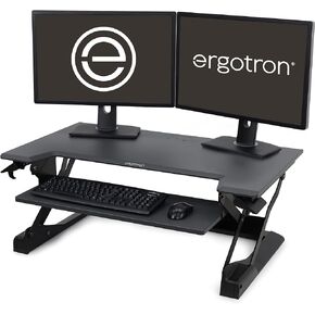 Ergotron – WorkFit-TL Standing Desk Converter, Dual Monitor Sit Stand Desk Riser for Tabletops – 37.5 Inch Width, Black