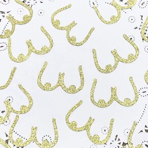 Boob Confetti - Gold Breast Confetti Bachelor or Bachelorette Two Brides Party Confetti (Set of 140 Pieces)