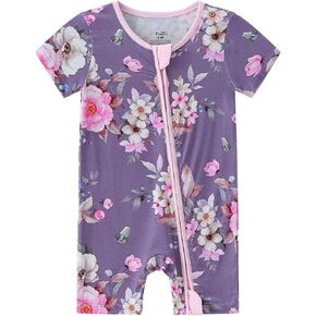SUZEL Baby Romper Viscose from Bamboo Infant Boys Girls Zipper Short Sleeve Jumpsuits - 0-24 Months