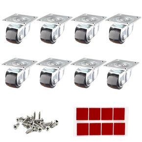 Mini Caster Wheels 0.5 Inch Low Profile Nylon Tiny Swivel Casters, Steel Top Plate Self Adhesive Caster Wheels for Small Appliances, Furniture, Toy Cart Storage Boxes & Bins 8 Pack