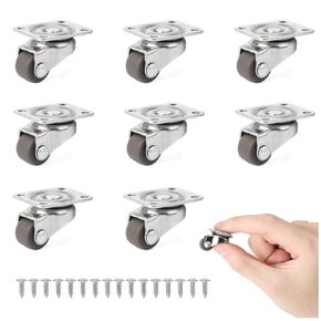 GNYOHUA 8Pcs Small Caster Wheels, 1/2inch Mini Swivel Caster Wheels, Low Profile Self Adhesive Caster Wheels for Furniture,Kitchen Appliances, Projects, Planters,Mop Bucket