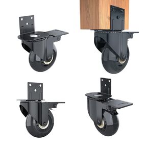 Hirate Side Mount Casters Set of 4 with Brake, 3" L-Shaped Plate Casters Replacement Material Handling for Furniture, Baby Bed, Suitcase,Cabinet,Table Casters,Loading Capacity 600 Lbs