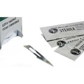 SE Sterilized Scalpel Blades #11, 100-Pack - 440 Stainless Steel, Individually Wrapped for Crafts, Surgery, and Lab Use - BL-11S440