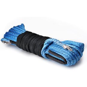 Astra Depot 50ft 1/4 inch 6400lbs Blue Strong Durable Synthetic Fiber Winch Rope Car SUV ATV UTV KFI