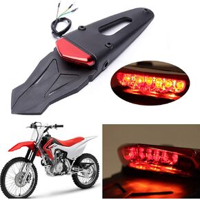Rear Fender Mount Red LED Tail Light Brake Lamp Turn Signals License Plate Stop Light for Custom Off-Road Motorcycle Dirt Bike